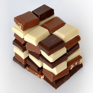 Dark Chocolate, Milk Chocolate, Roasted Cashew Chocolate, Fruit and Nut Chocolate and White Chocolate.